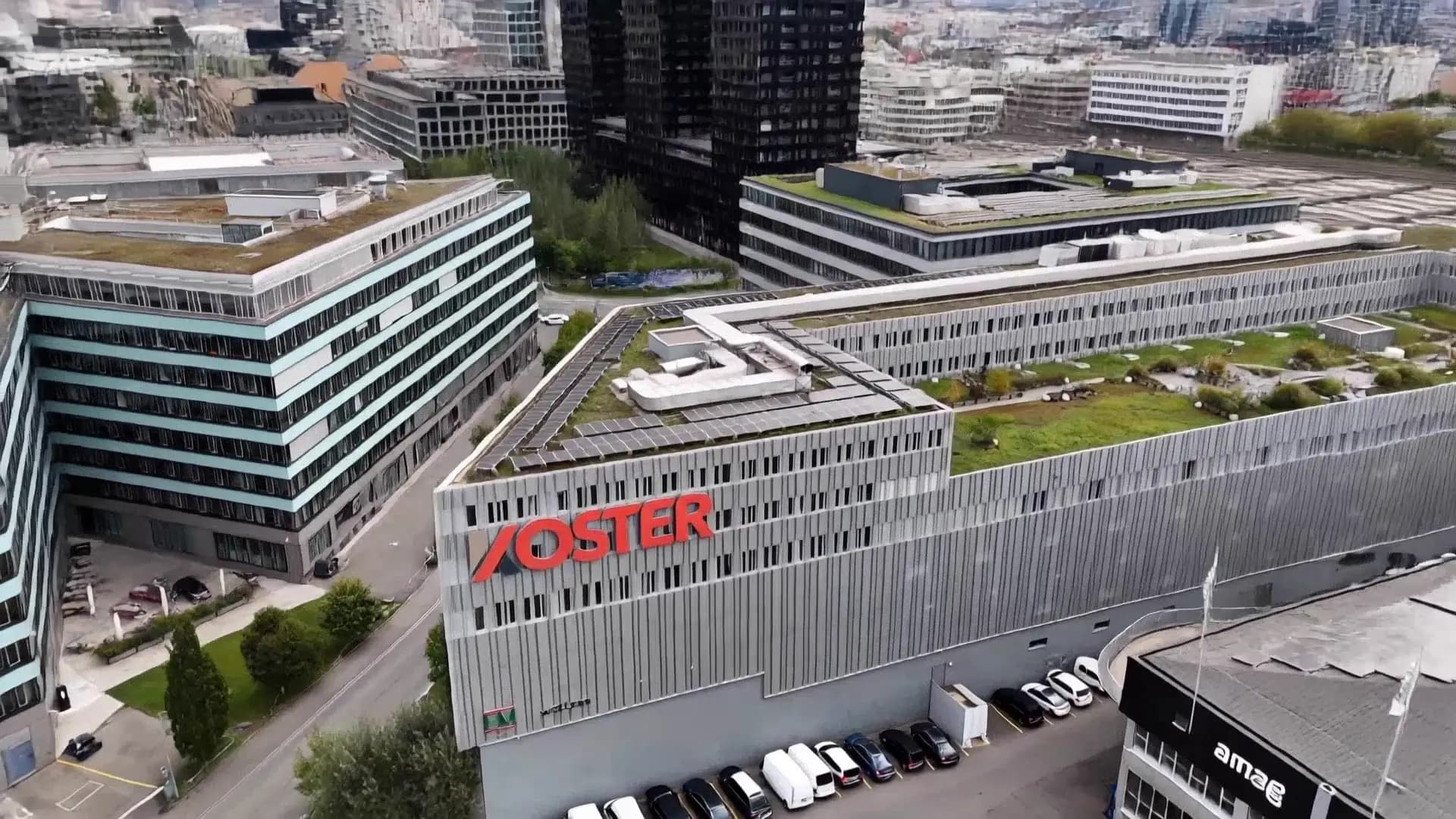 Luftaufnahme des Koster-Hauptsitzes in Zürich